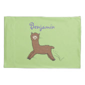 Cute happy brown alpaca cartoon kussensloop (Achterkant)