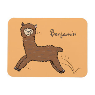Cute happy brown alpaca cartoon magneet