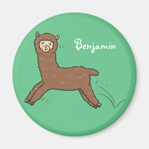 Cute happy brown alpaca cartoon magneet