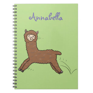 Cute happy brown alpaca cartoon notitieboek