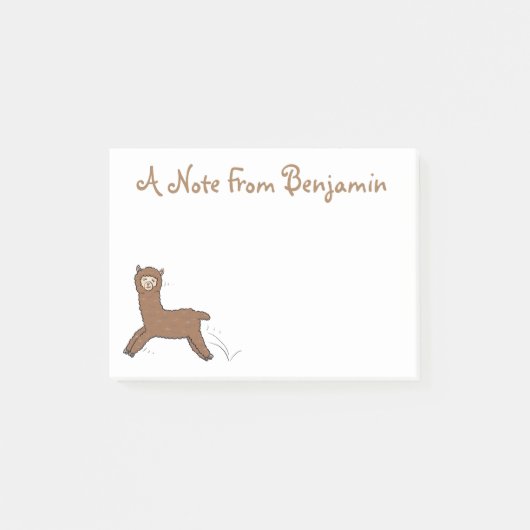 Cute happy brown alpaca cartoon post-it® notes (Voorkant)