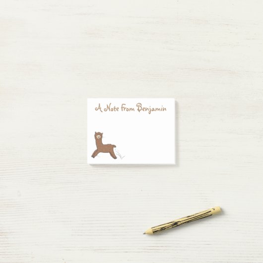 Cute happy brown alpaca cartoon post-it® notes (Op bureau)