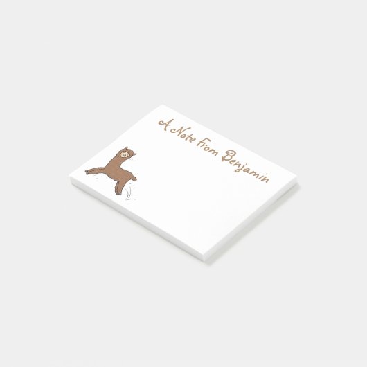 Cute happy brown alpaca cartoon post-it® notes (Schuin)