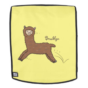 Cute happy brown alpaca cartoon rugtassen