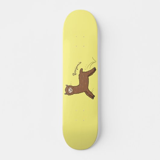 Cute happy brown alpaca cartoon skateboard (Voorkant)