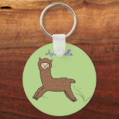 Cute happy brown alpaca cartoon sleutelhanger (Voorkant)