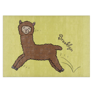 Cute happy brown alpaca cartoon snijplank