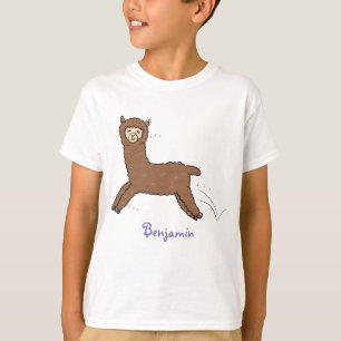 Cute happy brown alpaca cartoon t-shirt