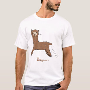 Cute happy brown alpaca cartoon t-shirt