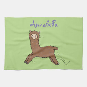 Cute happy brown alpaca cartoon theedoek