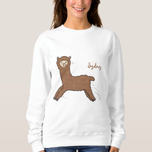Cute happy brown alpaca cartoon trui