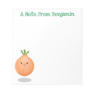 Cute happy brown onion cartoon illustratie notitieblok