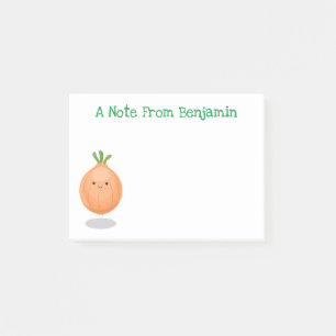 Cute happy brown onion cartoon illustratie post-it® notes