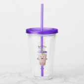 Cute happy bubble tea boba cartoon acryl drinkbeker (Voorkant)