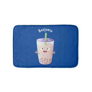 Cute happy bubble tea boba cartoon badmat