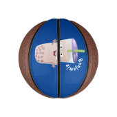 Cute happy bubble tea boba cartoon basketbal (Verticaal)