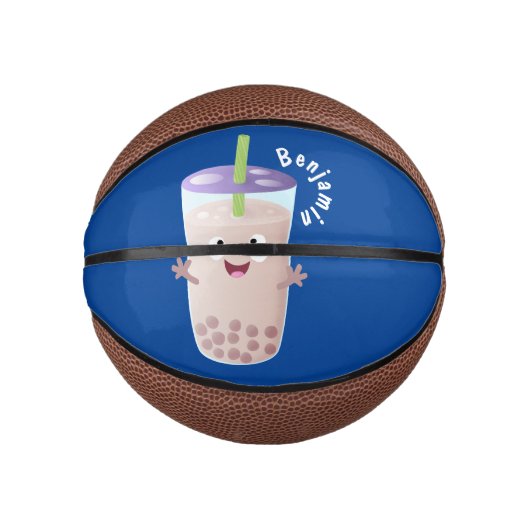 Cute happy bubble tea boba cartoon basketbal (Voorkant)