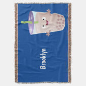 Cute happy bubble tea boba cartoon deken (Voorkant Verticaal)