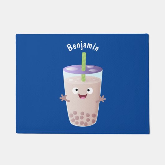 Cute happy bubble tea boba cartoon deurmat (Voorkant)