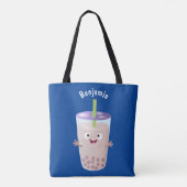 Cute happy bubble tea boba cartoon draagtas (Achterkant)