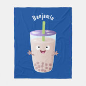 Cute happy bubble tea boba cartoon fleece deken (Voorkant)