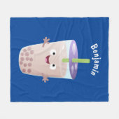 Cute happy bubble tea boba cartoon fleece deken (Voorkant (Horizontaal))
