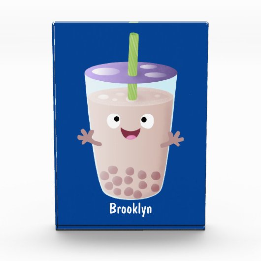 Cute happy bubble tea boba cartoon fotoblokken (Voorkant)