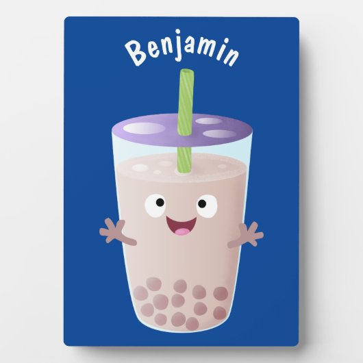 Cute happy bubble tea boba cartoon fotoplaat (voorkant)