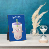 Cute happy bubble tea boba cartoon fotoplaat (Zijkant)