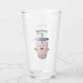 Cute happy bubble tea boba cartoon glas (Achterkant)