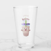 Cute happy bubble tea boba cartoon glas (Voorkant)