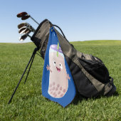 Cute happy bubble tea boba cartoon golfhanddoek (Groen)