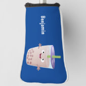 Cute happy bubble tea boba cartoon golfheadcover (Draai 90)