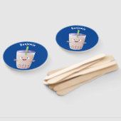 Cute happy bubble tea boba cartoon handwaaier (Niet-gemonteerd)