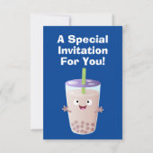 Cute happy bubble tea boba cartoon kaart (Achterkant)
