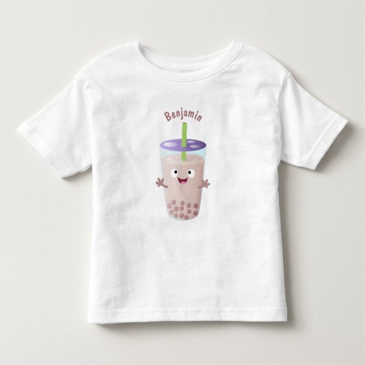 Cute happy bubble tea boba cartoon kinder shirts (Voorkant)