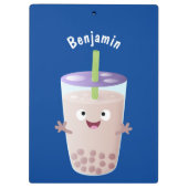 Cute happy bubble tea boba cartoon klembord (Achterkant)