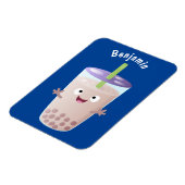 Cute happy bubble tea boba cartoon magneet (Linkerzijde)