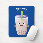 Cute happy bubble tea boba cartoon muismat (Met muis)