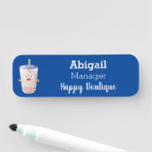 Cute happy bubble tea boba cartoon naamplaatje (In situ)