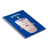 Cute happy bubble tea boba cartoon notitieboek (Rechterzijde)