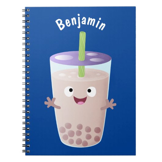Cute happy bubble tea boba cartoon notitieboek (Voorkant)