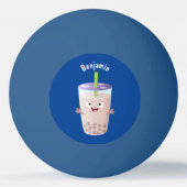 Cute happy bubble tea boba cartoon pingpongballen (Achterkant)