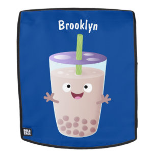 Cute happy bubble tea boba cartoon rugtassen