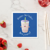 Cute happy bubble tea boba cartoon servet (Insitu)