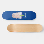 Cute happy bubble tea boba cartoon skateboard (Horizontaal)
