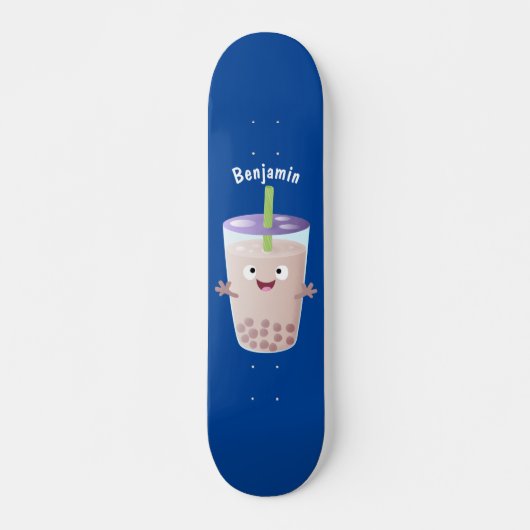 Cute happy bubble tea boba cartoon skateboard (Voorkant)