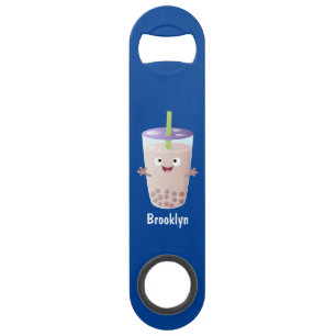 Cute happy bubble tea boba cartoon speed flessenopener