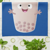 Cute happy bubble tea boba cartoon theedoek (Gevouwen)