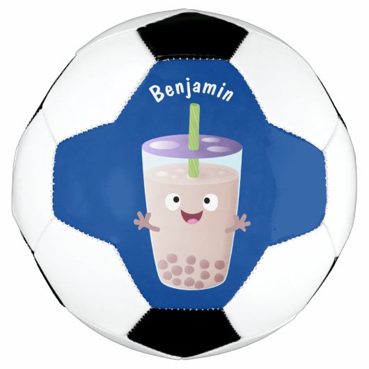Cute happy bubble tea boba cartoon voetbal (Voorkant)